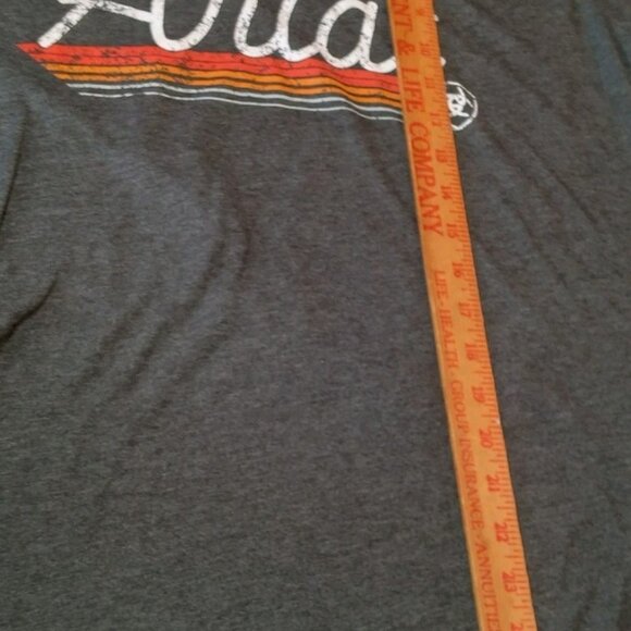 Ariat Shirt Women Size Large Gray Cotton Blend Orange Stripe Western Wear Ranch - Picture 5 of 9